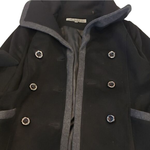 Kenneth Cole Belted Coat Blk/Gry - Picture 4 of 10